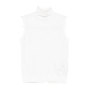 엠포리오아르마니 화이트 터틀넥 슬리브리스 탑 EW002686 AF191