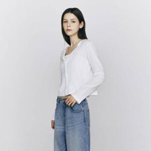 [지오다노]우먼 여자 레이스 코튼 포인텔 긴팔 가디건 325546