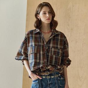 [마쟈][마쟈] 플랩 아웃포켓 빈티지 체크 셔츠 (P003542006)