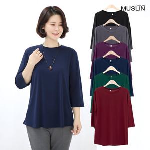여성 엄마옷 라운드 무지 티셔츠 TS103041 중년여성의류/50대/60대/마담/빅사이즈/할머니옷