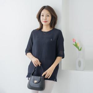 엄마옷 마담4060 여름반팔티 티셔츠텐셀혼방보석-QTE2506009-