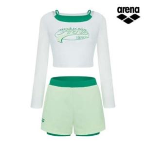 아레나 HC02 아레나 스포티 레귤러핏 크롭 래쉬가드 세트 A5BL1PS05(OWT)