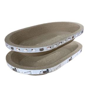 펫츠몬 타원형 2개입 그레이+화이트 촘촘한 B골 고양이 스크래쳐