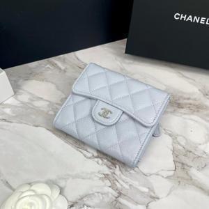 CHANEL 샤넬 클래식 반지갑 캐비어 라이트 그레이 AP0231