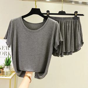 모달 반팔 여성 잠옷 여름 잠옷 세트 여성용 잠옷 정장 반바지 빅 사이즈 Homewear Pajama Pour Femme