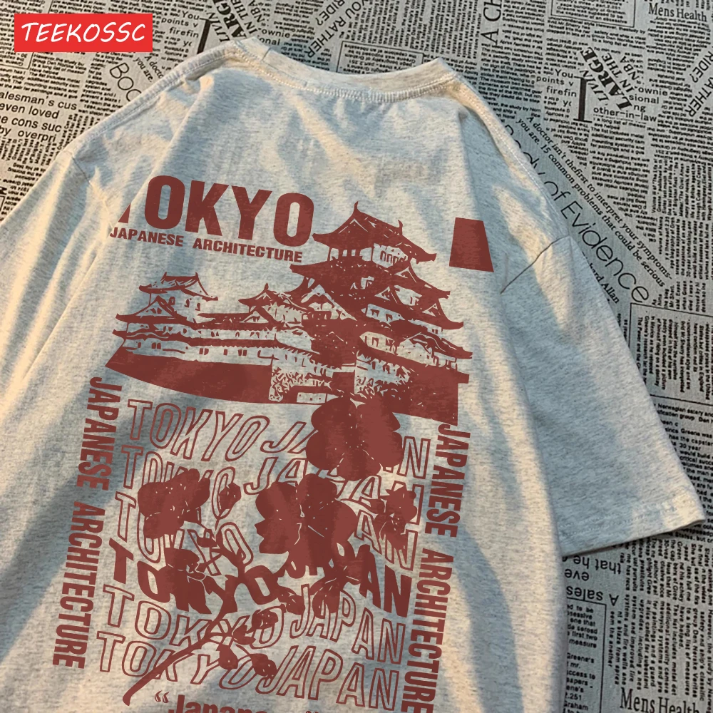 트렌드 코튼 여성 티셔츠 일본 도쿄 사쿠라 프린트 streetwear 부드러운 통기성 특대 여름 거리 여성 의류