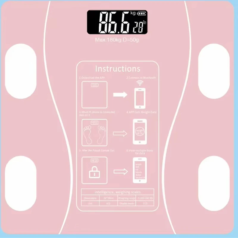 체지방 측정기 스마트 무선 디지털 욕실 체중계 스마트 폰 앱이 포함된 체성분 분석기 Bluetooth 호환