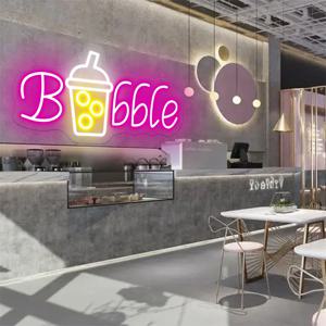 Boba 차 네온 사인 밀크 티 패스트 푸드 음료 커피 MilkTea 상점 벽 장식 비즈니스 네온 램프에 대한 LED 상업 조명