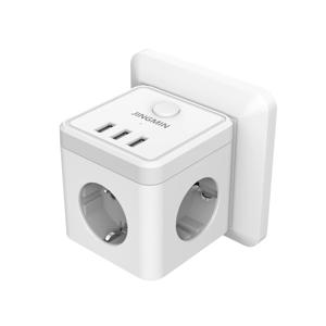 3개의 AC 콘센트가 있는 벽면 소켓 확장기 3개의 USB 포트 6-in-1 EU 플러그 충전기 홈 전원 스트립 소켓용 전기 스위치 켜기/끄기