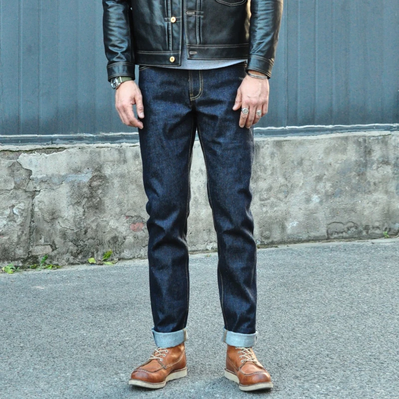 Saucezhan 310XX-18OZ 남성용 청바지 Selvedge 데님 청바지 슬림 피트 가을, 겨울 청바지 바지 지퍼 플라이 헤비급