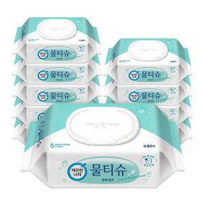 깨끗한나라 물티슈 편백민트 캡형 80매 10팩