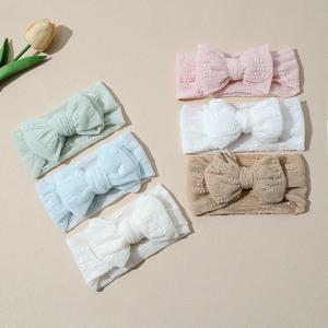 3 개/대 아기 소녀 머리띠 더블 메쉬 활 헤어 밴드 소프트 터번 러블리 보우 키즈 모자를 쓰고 있죠 신생아 유아용 헤어 액세서리