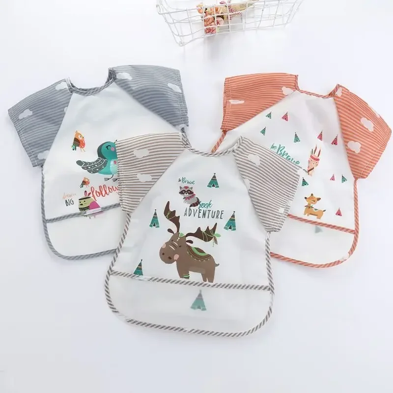 0-3Y 소년 소녀 Burp Clothes 방수 먹는 작업복 유아 유아 아기 만화 민소매 아트 앞치마 동물 작업복 부드러운 아기 턱받이