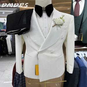 웨딩 드레스에 대한 클래식 솔리드 컬러 남자 정장 세트 비즈니스 남자 신랑 들러리 vestidos에 대한 우아한 싱글 브레스트 자켓 바지