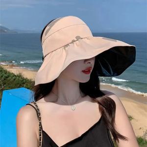 자외선 차단 대형 바이저 썬햇 빈 상단 접이식 여름 햇빛 가리개 편안한 착용감 통기성 자외선 차단 버킷햇 여성용