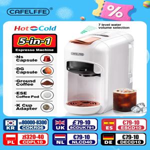 Cafelffe 5in1 멀티 캡슐 커피 머신 DG 카푸치노, Nes 캡슐, ESE 포드, 분쇄 커피 호환, 사랑하는 사람, 아빠, 엄마를 위한 선물. 핫/콜드 추출 커피, 19바 고압 추출, 7단계 물량 선택.