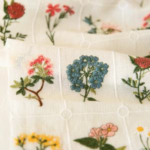 50x145cm 화이트 코튼 메쉬 컬러 식물 꽃 수 놓은 레이스 패브릭 의류 스커트 드레스 Cheongsam 식탁보 배경 천