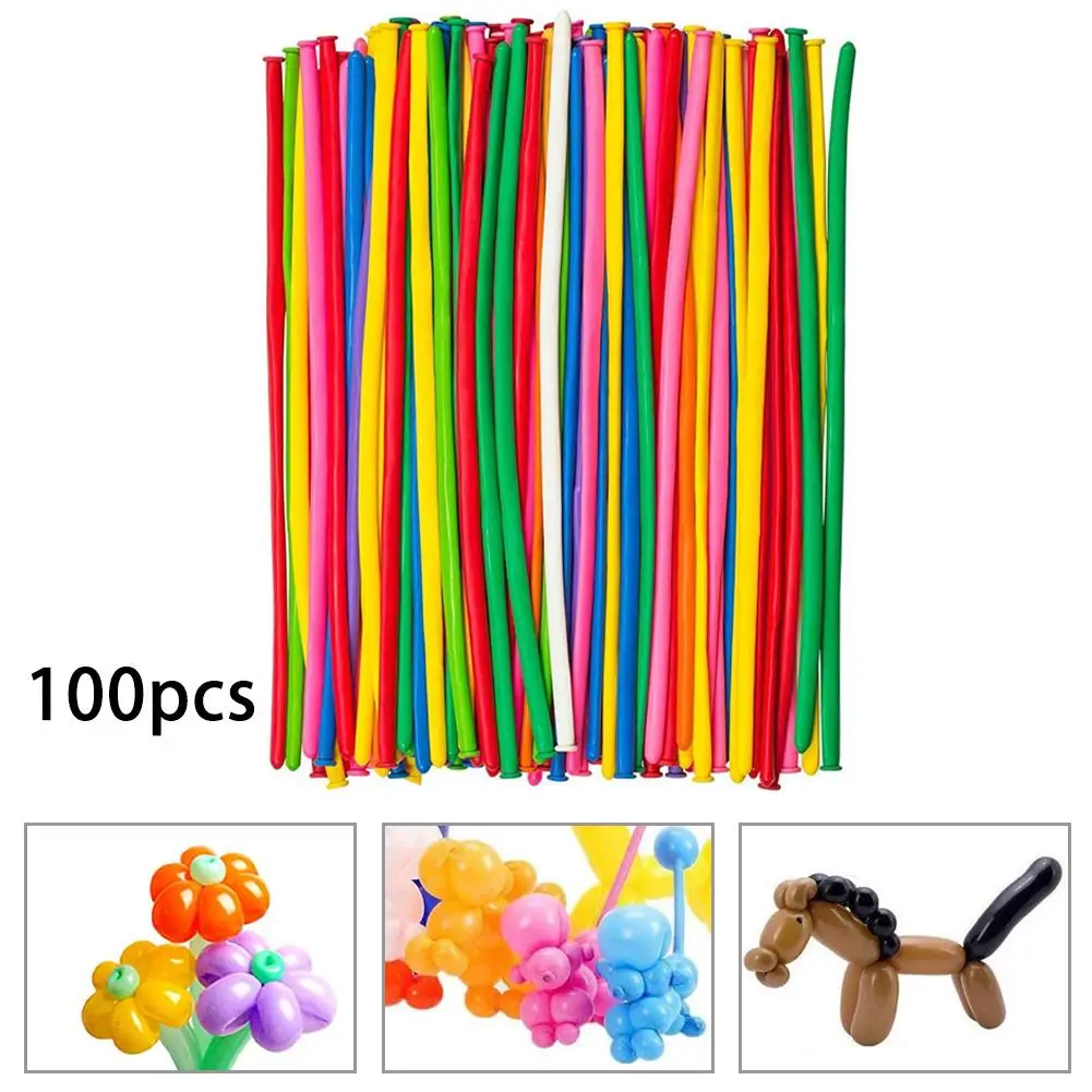 100pcs 다채로운 트위스트 풍선 매직-긴 스트립 라텍스 260Q Ballon 생일 파티 웨딩 장식 DIY 동물 모델링