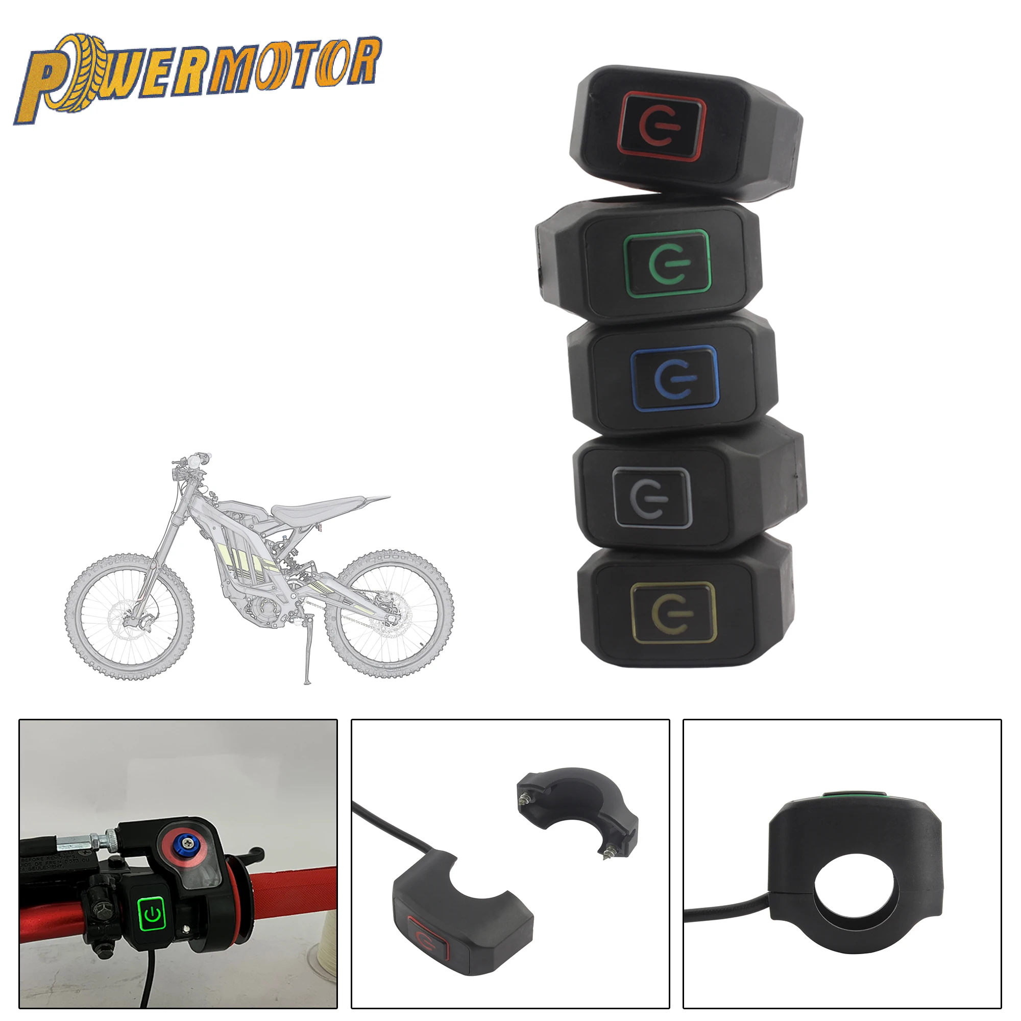 Husqvarna Kawasaki Yamaha Honda KTM EXC XC SX 용 LED 조명이있는 12V 범용 오토바이 핸들 바 전기 방수 스위치
