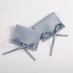 5pcs 블루 마이크로 화이버 Drawstring 선물 작은 가방 벨벳 쥬얼리 목걸이 반지 주최자 주머니 결혼식 호의 캔디 화장품 가방