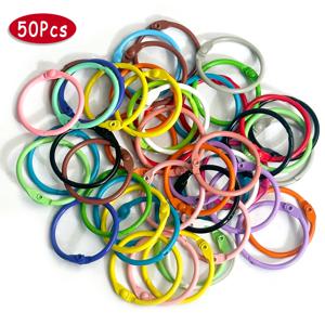 50개 컬러 바인더 링, 인덱스 카드용 금속 링, 책 링, 플래시 카드 링, 열쇠 고리, 학교 및 사무실용 루즈 리프 바인더