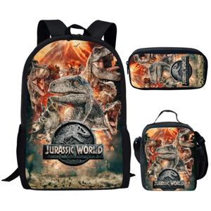 3 개/대 배낭 하라주쿠 공룡 3D 인쇄 학교 학생 Bookbag 애니메이션 노트북 데이 팟 점심 가방 연필 케이스