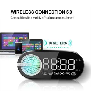 조용한 무선 블루투스 스피커 알람 시계 RGB TWS USB LED 미러 디지털 시계 FM 대형 디스플레이 거실 사무실 장식