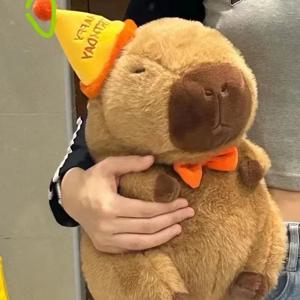 30cm Capibala 인형 물 돌고래 플러시 장난감 어린이 생일 모자 물 돌고래 인형 장난감
