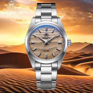 ADDIESDIVE 남성용 모래 다이얼 쿼츠 시계, 316L 스테인리스 스틸 AR 코팅 돔 유리 손목시계, 100m 방수, 36mm