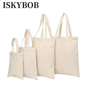 ISKYBOB 대용량 캔버스 가방 숄더 백 핸드백 베이지 접이식 에코 토트 백 재사용 가능한 DIY 식료품 보관 가방 쇼핑백