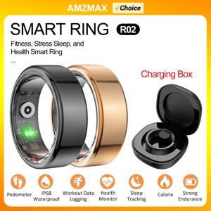 AMZMAX R02 스마트 링 멀티 스포츠 모드 보수계 피트니스 트래커 건강 모니터링 IP68 방수 군용 등급 스마트 링