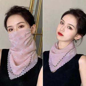 여성용 스카프 자외선 차단 하이킹 넥 스카프 야외 삼각 스카프 자외선 차단 베일 아이스 실크 마스크 페이스 커버