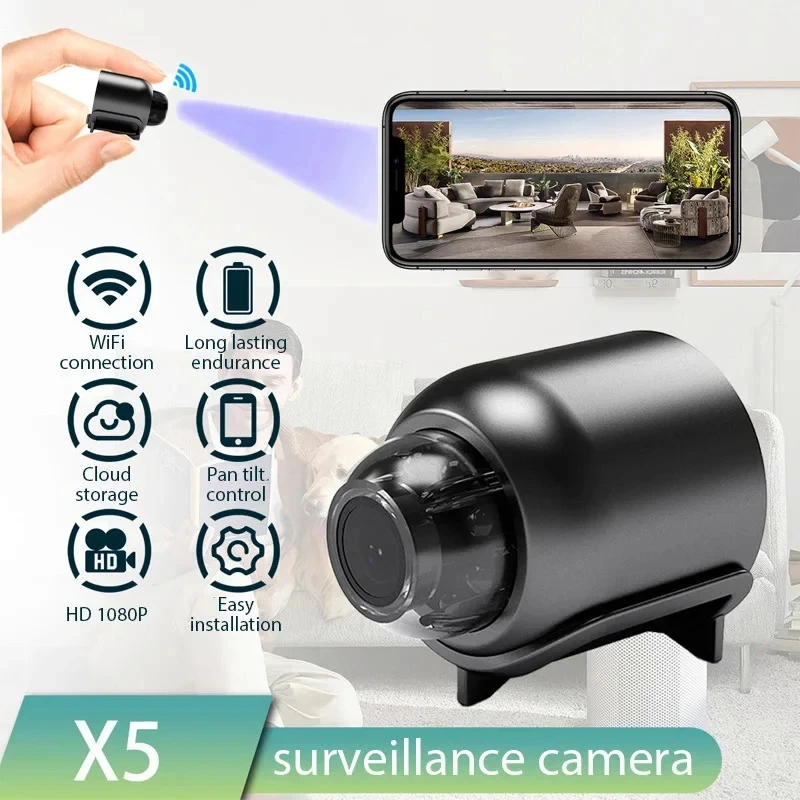 HD 1080P 미니 카메라 무선 WiFi 베이비 모니터 실내 안전 보안 감시 야간 투시경 카메라 IP 카메라 레코더