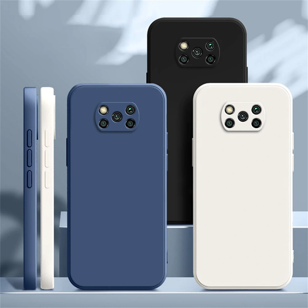 Xiaomi POCO X3 Pro NFC X3Pro X3NFC 소프트 커버 Coque용 새 사각형 액체 실리콘 케이스