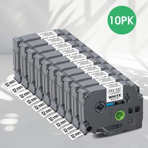 브라더 P-Touch PTH110 용 TZe231 테이프 호환, 블랙 온 화이트 tze-231 tze131 tze221 tze211, 6mm, 9mm, 12mm, 5 PK, 10PK