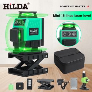 HILDA 레이저 레벨 3D/4D 12/16 라인 녹색 빔 수평 360 셀프 레벨링 수직 및 수평 광학 기기