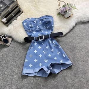 여름 여성 청바지 Rompers 비치 Playsuits 슬래시 목 섹시한 데님 파티 민소매 오버올 패션 Vestidos