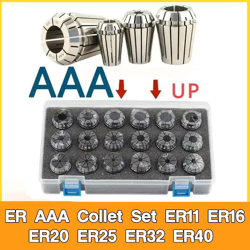 ER AAA 콜릿 세트 ER11 ER16 ER20 ER25 ER32 ER40 고정밀 0.008mm 0.015mm 공구 홀더 클램핑 ER 스프링 수집 척 ER