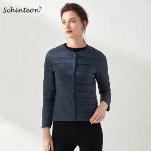 Schinteon 여성용 초경량 다운 재킷, 90% 화이트 덕 다운 슬림 코트, 얇은 이너 보터밍 짧은 의류, 가을 신상