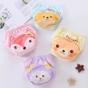 4pcs 아기 만화 모슬린 코 튼 속옷 소녀 소년 오줌 학습 팬티 어린이 빨 수있는 재사용 가능한 변기 유아 훈련 바지