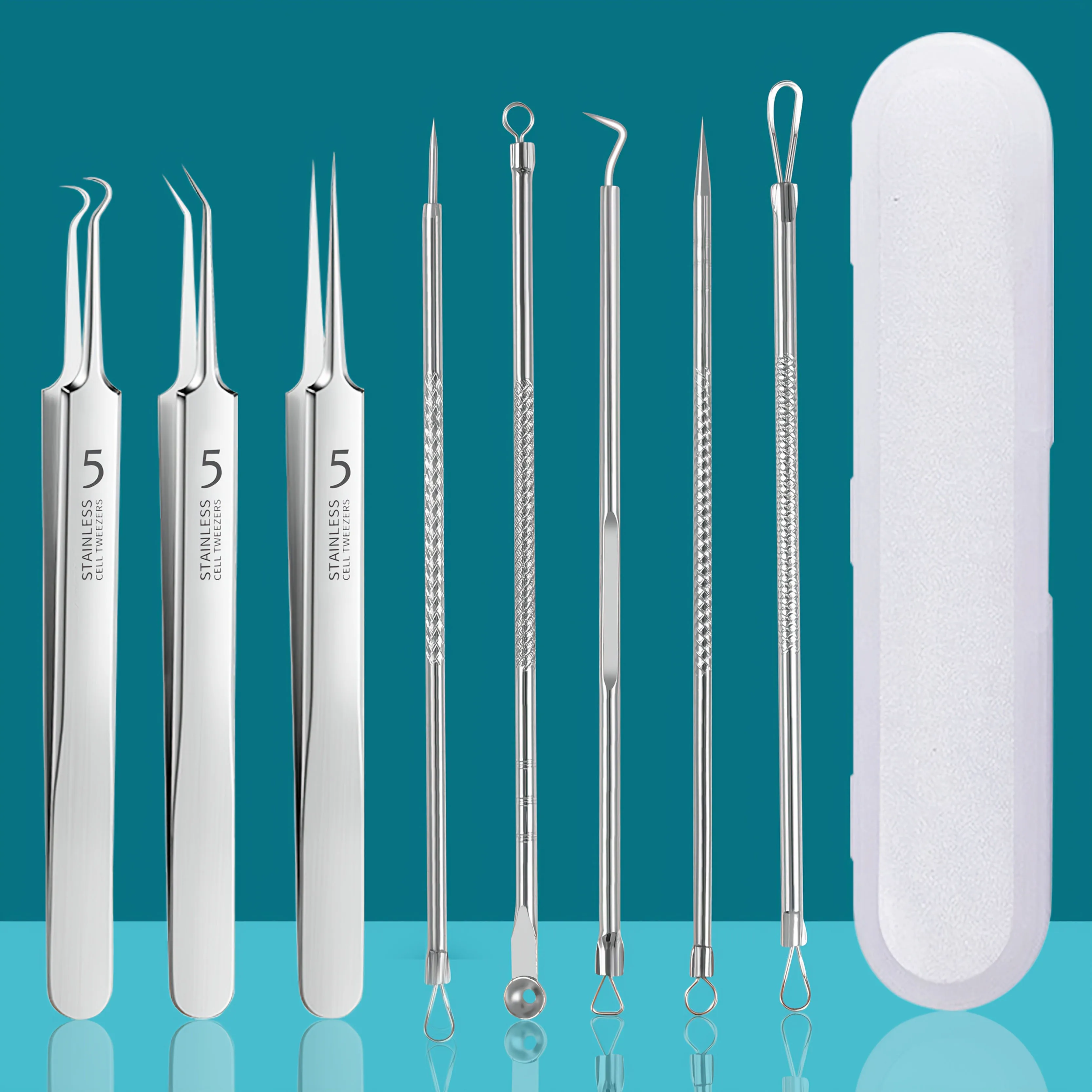 8 PCS 스테인레스 스틸 여드름 클립, 셀 클립, 블랙 헤드 클립, 여드름 바늘, 미용실 여드름 바늘, 여드름 바늘 도구