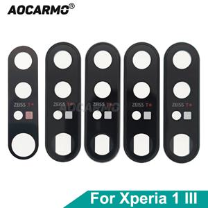Aocarmo 소니 Xperia 1 III X1iii MARK3 용 후면 카메라 렌즈 렌즈, 접착 스티커 링 프레임 교체 부품
