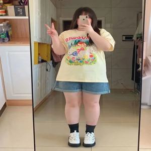 플러스 사이즈 여성 데님 반바지 여름 바지 애플힙 몸매 보정 슬리밍 5부 하이웨이스트 루즈핏 캐주얼웨어