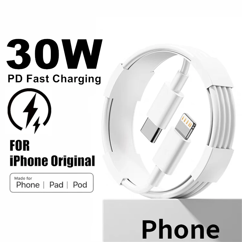 30W PD 고속 충전 케이블 iPhone 14 Plus 13 12 mini 11 Pro XS Max XR X 8 7 Plus SE 급속 충전기 USB-C 케이블 1m 1.5m 2m 3m