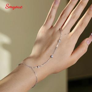 여성을위한 Smyoue 3MM Moissanite 팔찌 14-21cm 손목 크기 조절 체인 925 스털링 실버 도금 18K 도매 쥬얼리