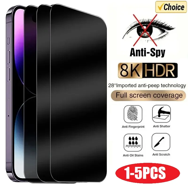 NNBILI 1-2PCS iPhone 15 14 13 12 11 16 Pro Max Mini 14 15 16 Plus 16e Anti Peeping 강화 필름 용 개인 정보 보호 화면 보호기 ﻿
