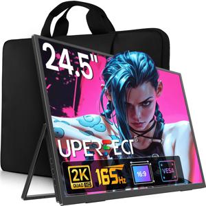 UPERFECT 휴대용 모니터 UMAX 24 23 22 터치스크린 컴퓨터 커버 백, 대용량 측면 포켓 포함 방수 노트북 슬리브 24인치