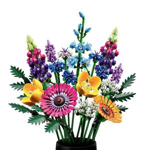 새로운 939pcs 로맨틱 야생화 꽃다발 꽃 10313 빌딩 블록 장난감 여자 친구를위한 발렌타인 데이 선물