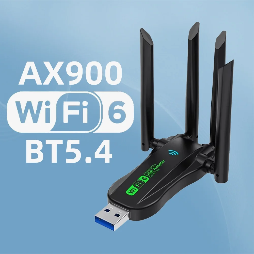 AX900 WiFi USB 어댑터 WiFi6 Bluetooth 5.4 듀얼 밴드 2.4G + 5.8Ghz PC/노트북 용 4 안테나 동글 USB 무선 카드 수신기