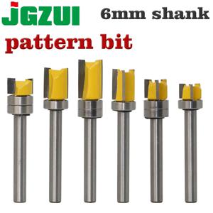1PC 6mm 생크 템플릿 트림 힌지 Mortising 라우터 비트 스트레이트 엔드 밀 트리머 청소 플러시 트림 Tenon Cutter forWoodworking